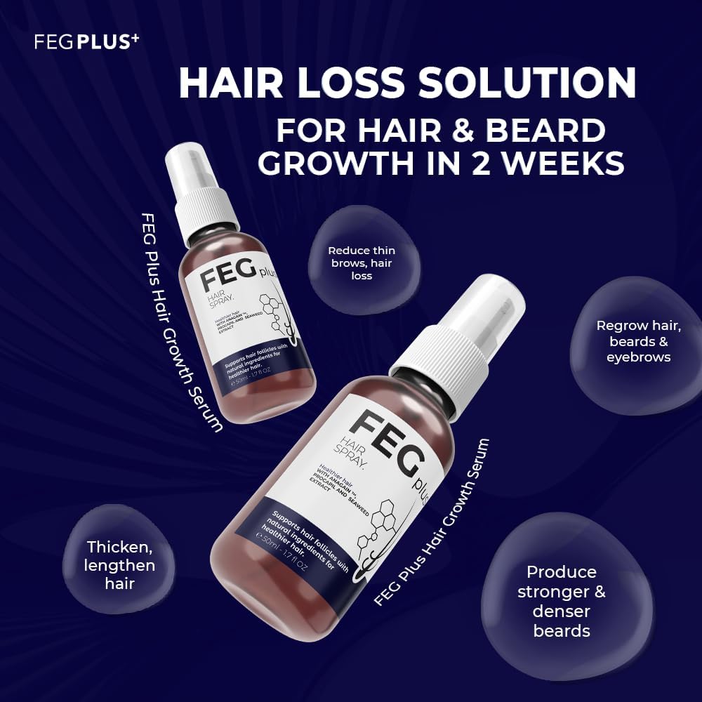 FEGPLUS Minoxidil Hair & Beard Growth Serum (50ml), Seaweed & Rosemary Extract Water, Minoxidil 5% Hair Growth Treatment for Men, Rosemary Oil for Hair Growth Booster, Thicker and Stronger Hair Spray