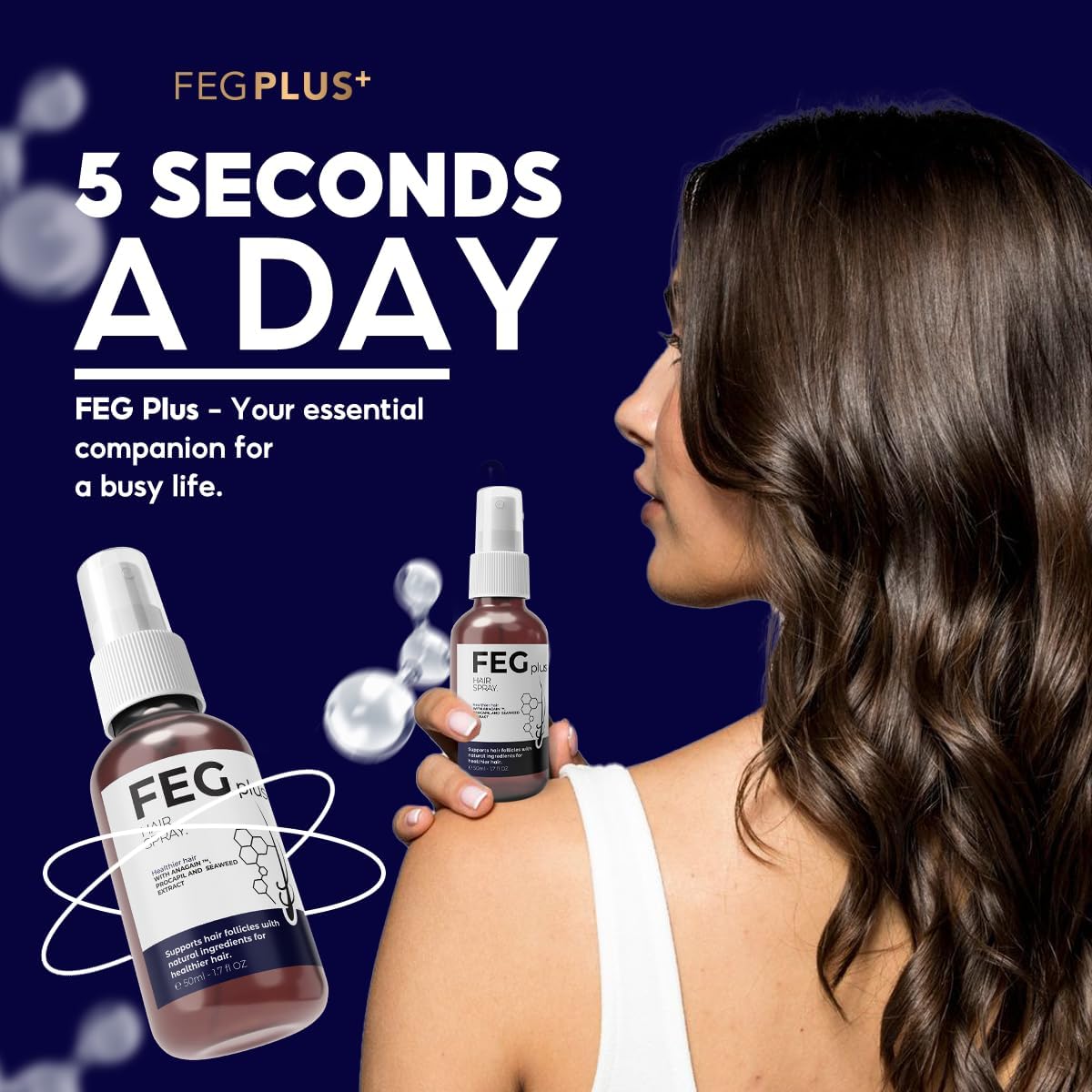 FEGPLUS Minoxidil Hair & Beard Growth Serum (50ml), Seaweed & Rosemary Extract Water, Minoxidil 5% Hair Growth Treatment for Men, Rosemary Oil for Hair Growth Booster, Thicker and Stronger Hair Spray