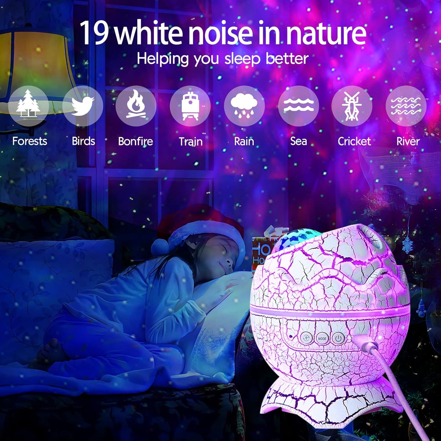 SZPACMATE Dinosaur Egg Galaxy Projector 🌌🦖 Create a magical starry sky with white noise, mist, music, and timer. Includes remote control & wireless speaker. Perfect night light for kids & adults. Ideal for bedrooms!