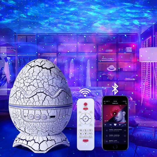 SZPACMATE Dinosaur Egg Galaxy Projector 🌌🦖 Create a magical starry sky with white noise, mist, music, and timer. Includes remote control & wireless speaker. Perfect night light for kids & adults. Ideal for bedrooms!